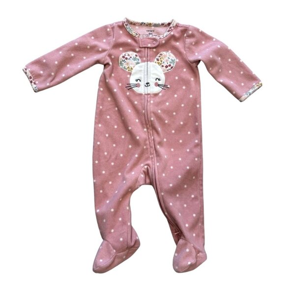 Baby Girls 2Piece Carters Sleep Play Footed Pajamas 6M Fleece Pink Blue - Picture 2 of 7